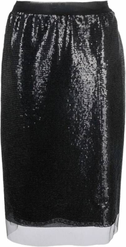 Prada Micropaillette Rok met Elastische Tailleband Black Dames