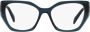 Prada Donkerblauwe sculpturale cat-eye bril Blauw Dames - Thumbnail 1