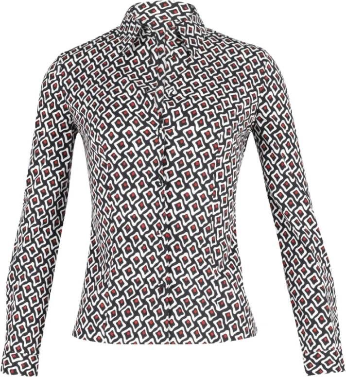 Prada Vintage Prada Geometric Pattern Shirt in Multicolor Cotton Zwart Dames