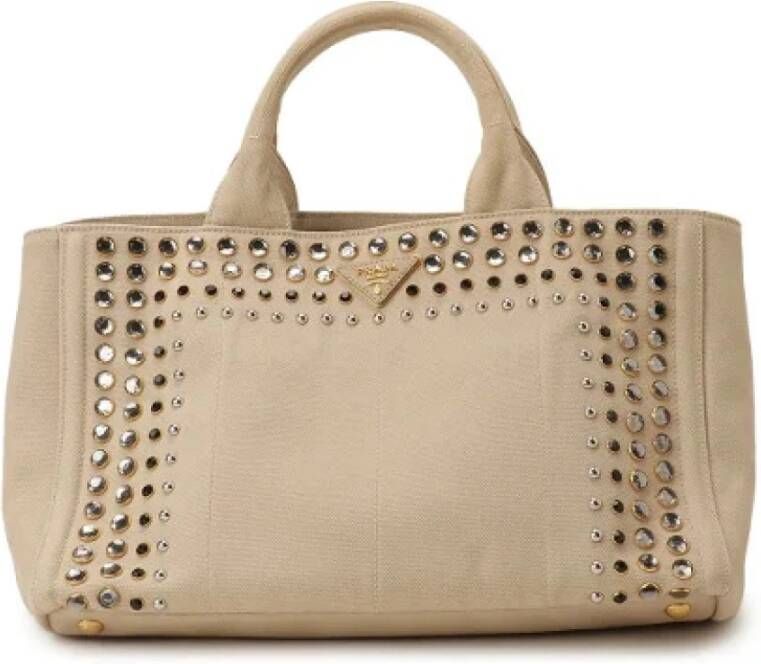 Prada Vintage Pre-eigendom canvas prada-bags Beige Dames