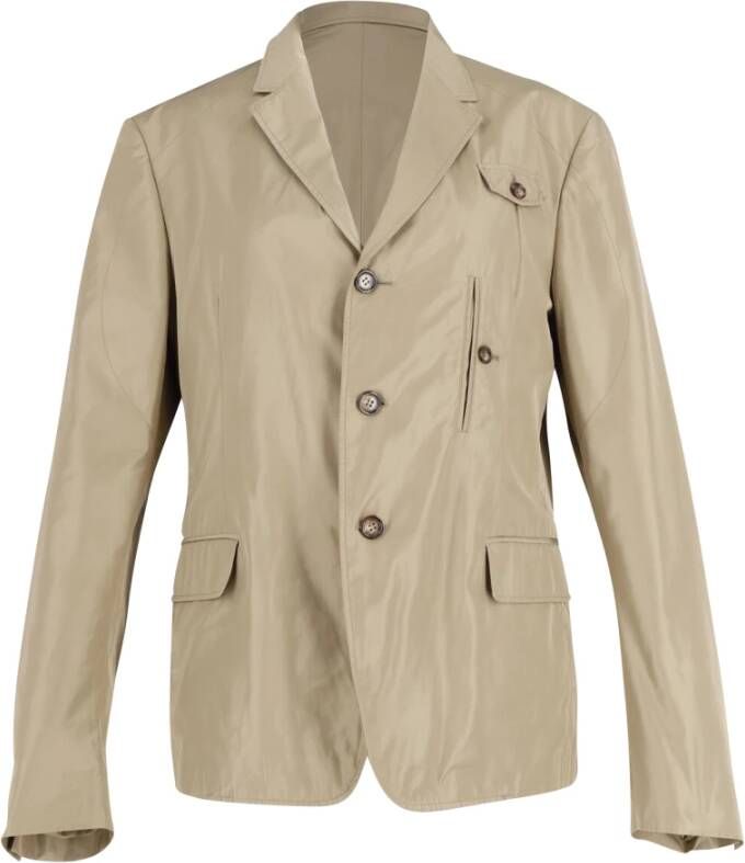 Prada Vintage Pre-owned Blazer Jacket in Polyester Beige Heren