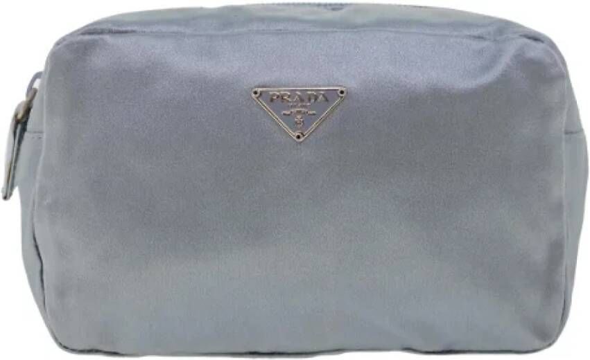 Prada Vintage Pre-owned Canvas clutches Blauw Dames