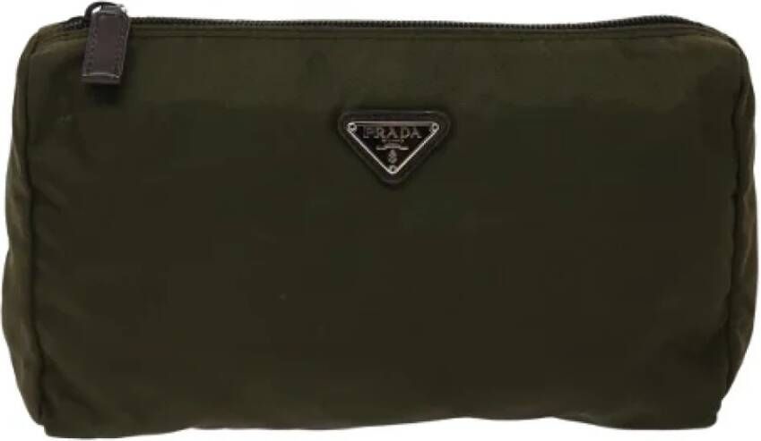 Prada Vintage Pre-owned Canvas clutches Groen Dames