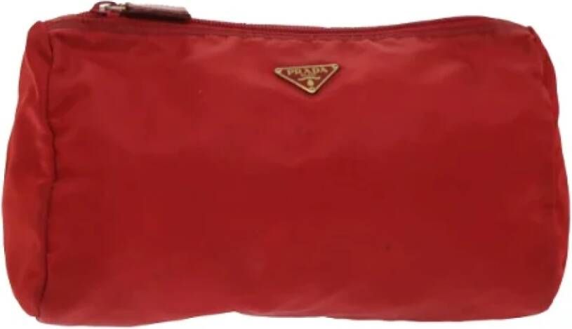 Prada Vintage Pre-owned Canvas clutches Rood Dames