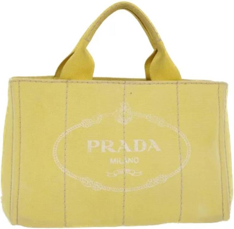 Prada Vintage Pre-owned Canvas handbags Geel Dames