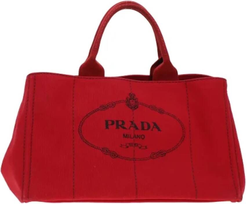 Prada Vintage Pre-owned Canvas handbags Rood Dames