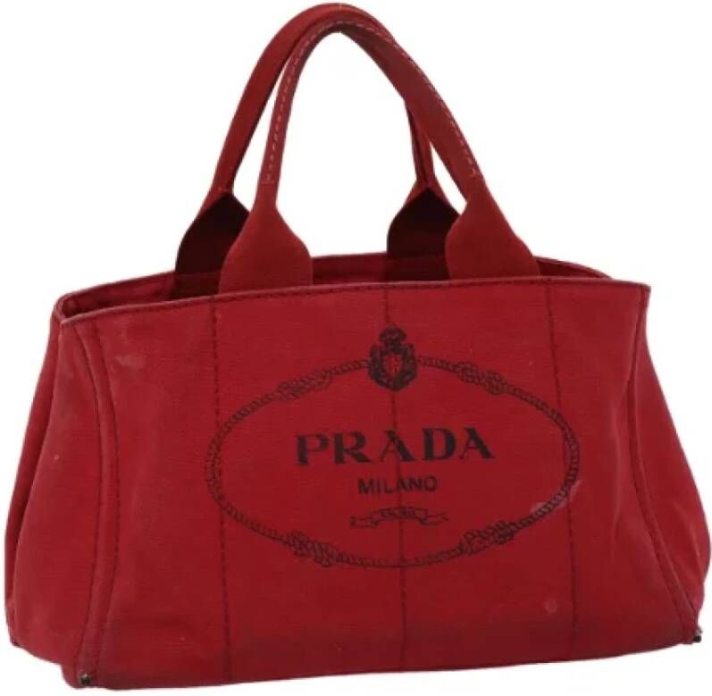 Prada Vintage Pre-owned Canvas handbags Rood Dames