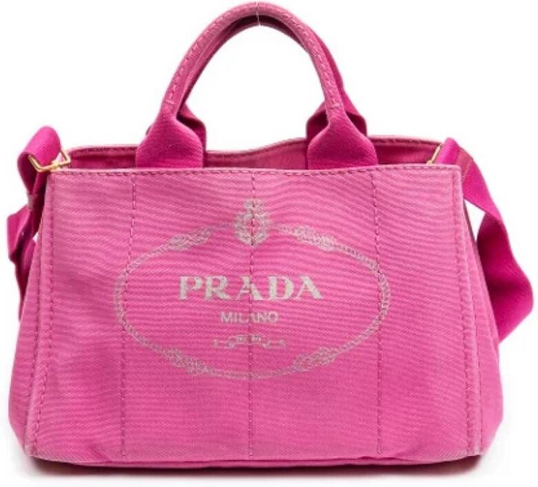 Prada Vintage Pre-owned Canvas handbags Roze Dames