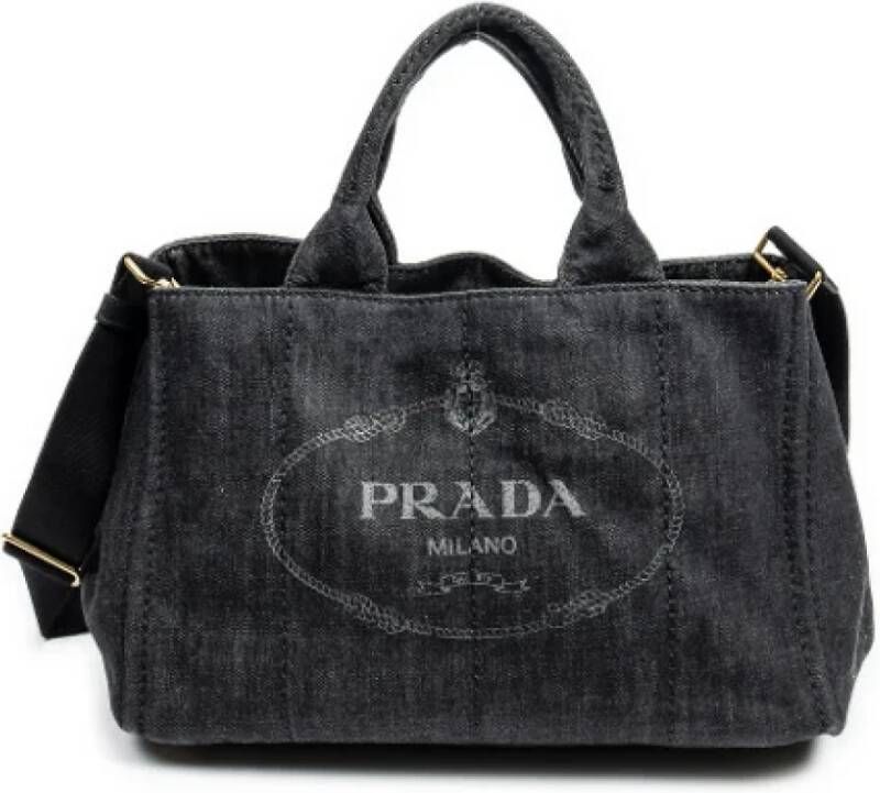 Prada Vintage Pre-owned Canvas handbags Zwart Dames