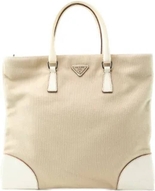 Prada Vintage Pre-owned Canvas totes Beige Dames
