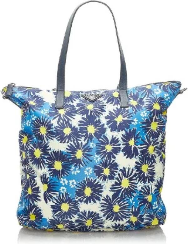 Prada Vintage Pre-owned Canvas totes Blauw Dames