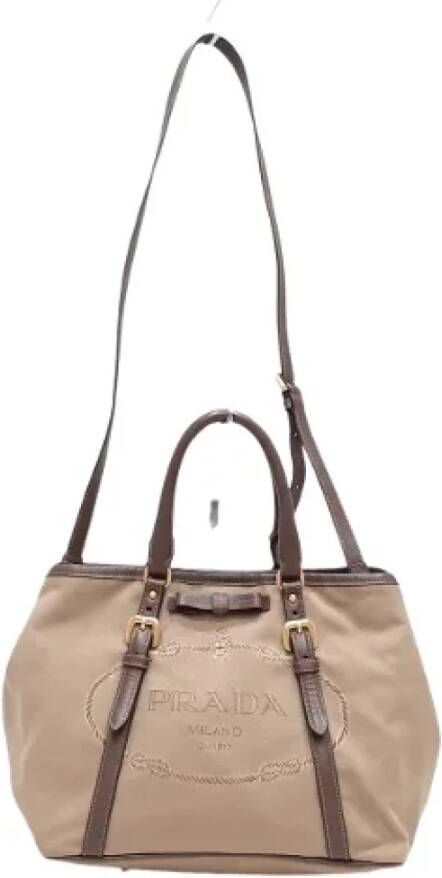 Prada Vintage Pre-owned Canvas totes Bruin Dames