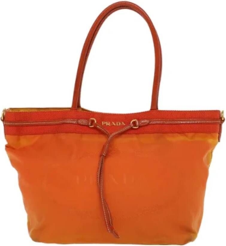 Prada Vintage Pre-owned Canvas totes Oranje Dames