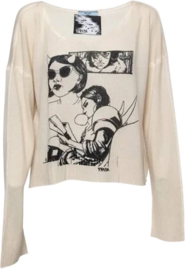 Prada Vintage Pre-owned Cashmere tops Beige Dames