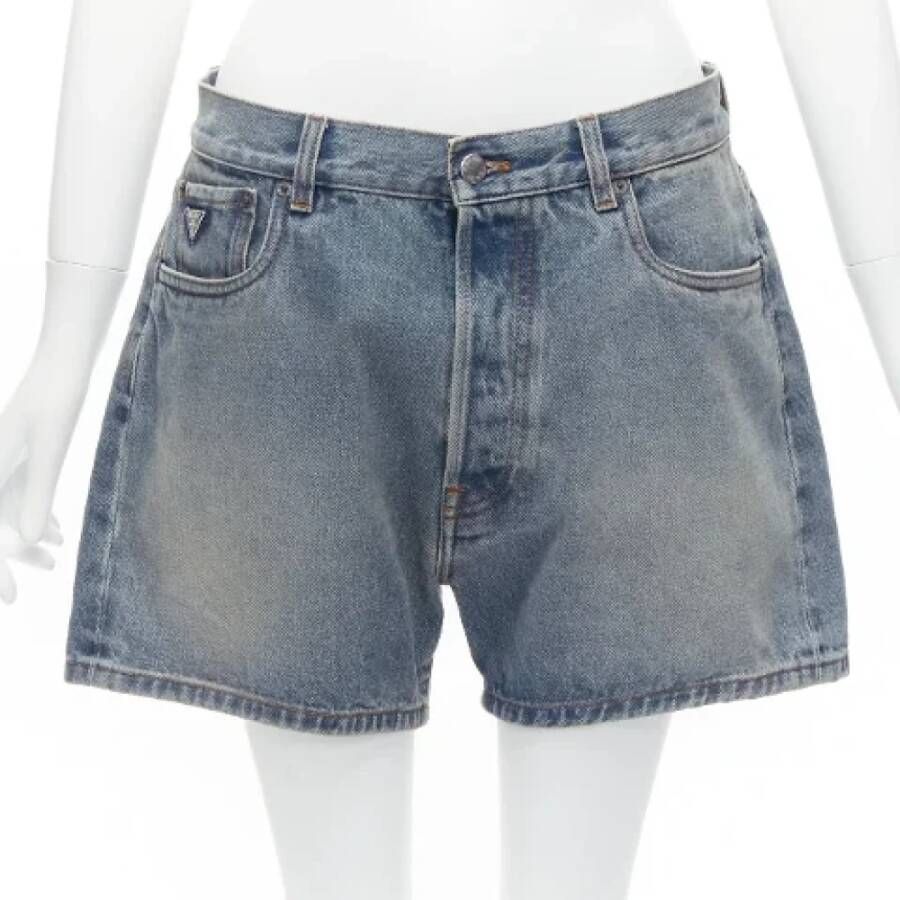 Prada Vintage Pre-owned Cotton bottoms Blauw Dames
