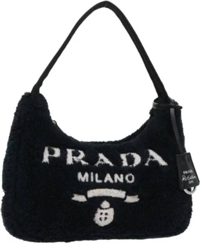 Prada Vintage Pre-owned Cotton handbags Zwart Dames