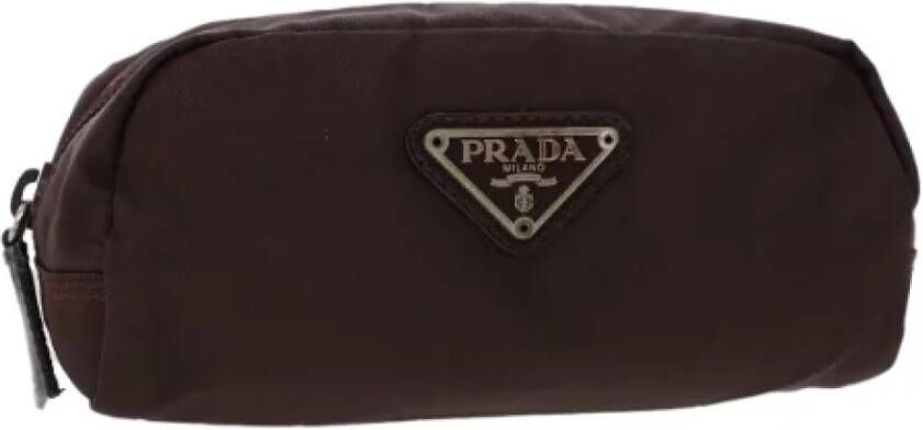 Prada Vintage Pre-owned Fabric clutches Bruin Dames