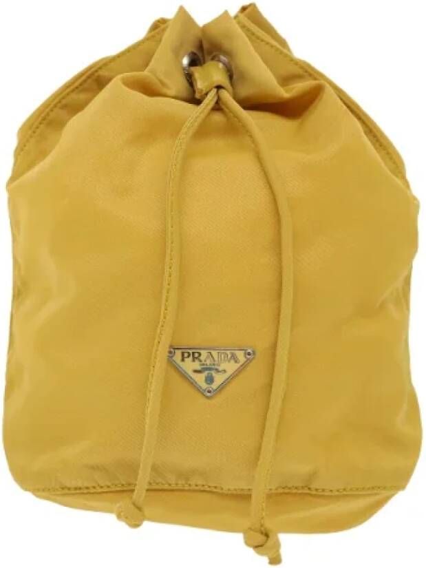 Prada Vintage Pre-owned Fabric clutches Yellow Dames