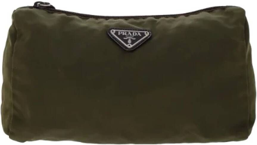 Prada Vintage Pre-owned Fabric clutches Groen Dames