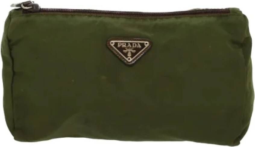 Prada Vintage Pre-owned Fabric clutches Groen Dames