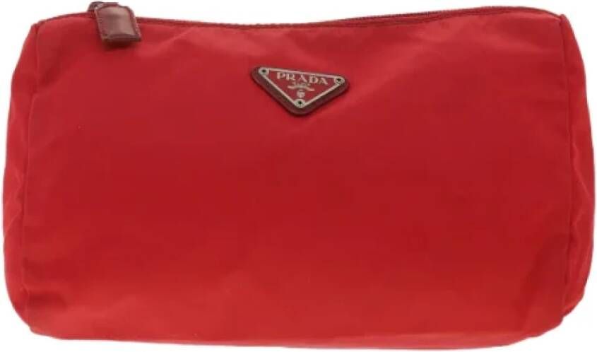 Prada Vintage Pre-owned Fabric clutches Rood Dames