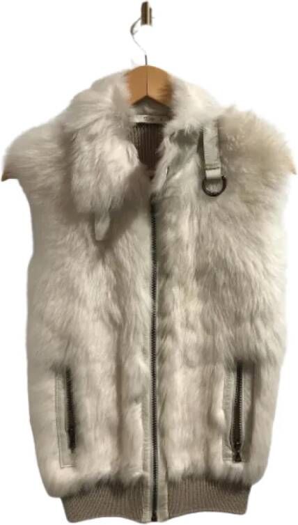 Prada Vintage Pre-owned Fur outerwear Beige Dames