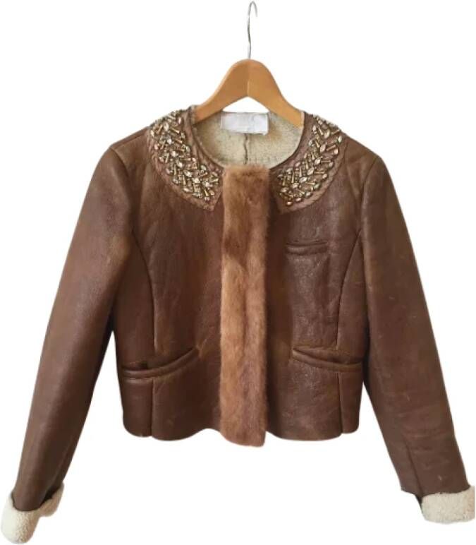Prada Vintage Pre-owned Fur outerwear Bruin Dames