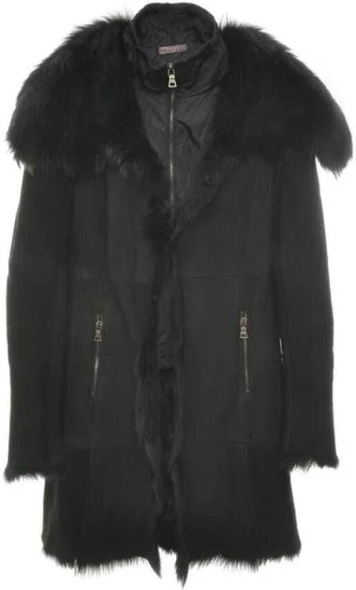 Prada Vintage Pre-owned Fur outerwear Zwart Dames