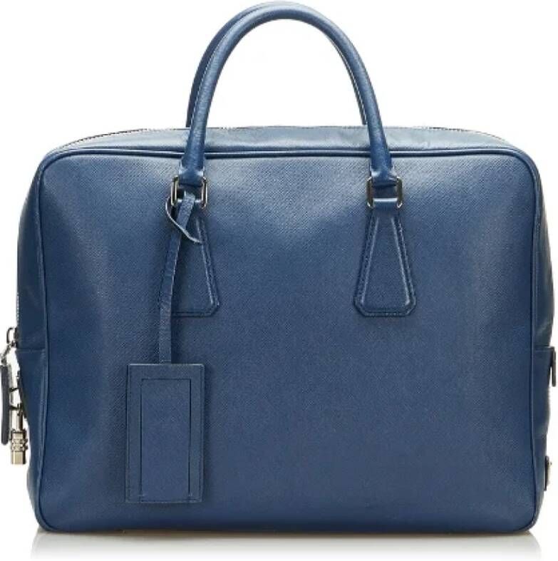 Prada Vintage Pre-owned Leather briefcases Blauw Dames