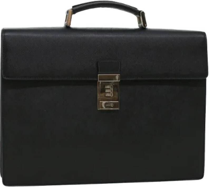 Prada Vintage Pre-owned Leather briefcases Zwart Heren