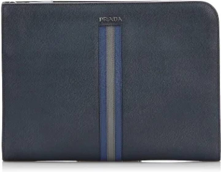 Prada Vintage Pre-owned Leather clutches Blauw Dames