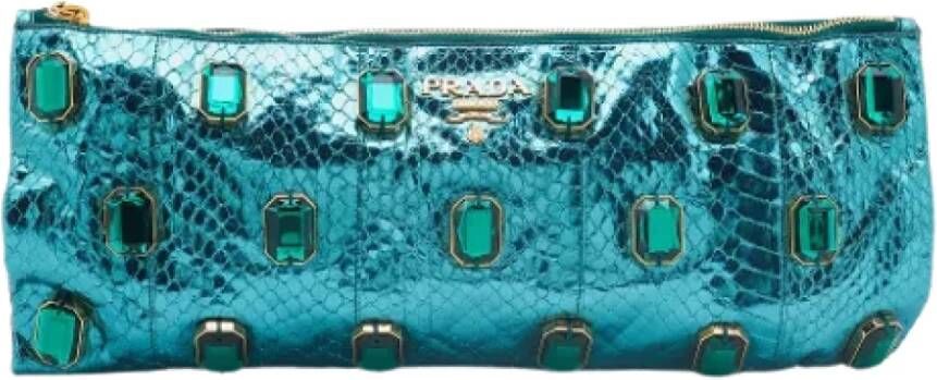 Prada Vintage Pre-owned Leather clutches Blauw Dames