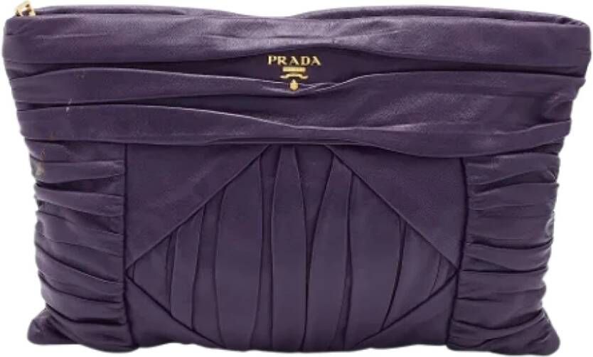 Prada Vintage Pre-owned Leather clutches Paars Dames