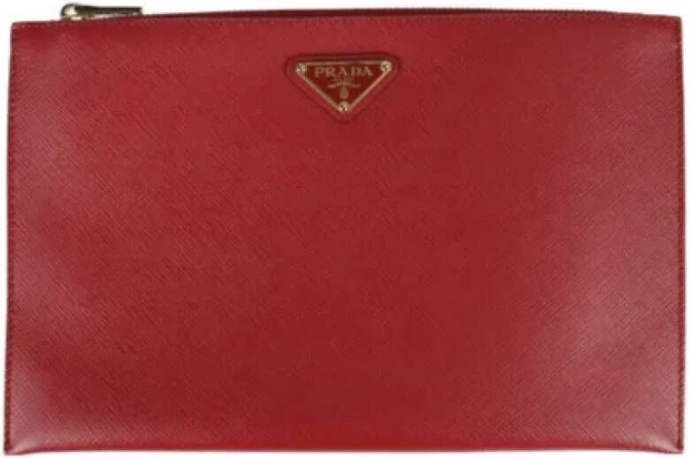 Prada Vintage Pre-owned Leather clutches Rood Dames