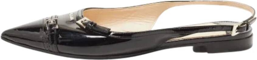 Prada Vintage Pre-owned Leather flats Zwart Dames
