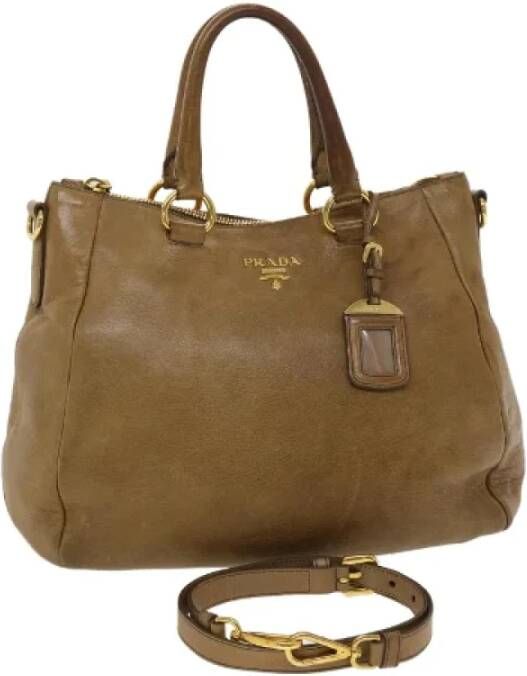 Prada Vintage Pre-owned Leather handbags Bruin Dames