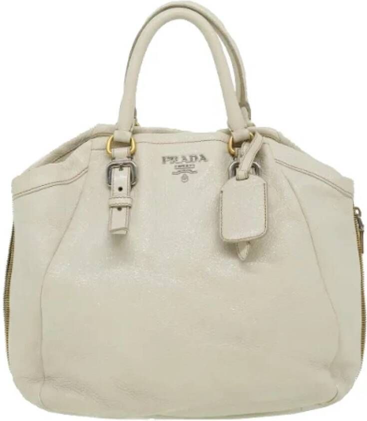 Prada Vintage Pre-owned Leather handbags Wit Dames
