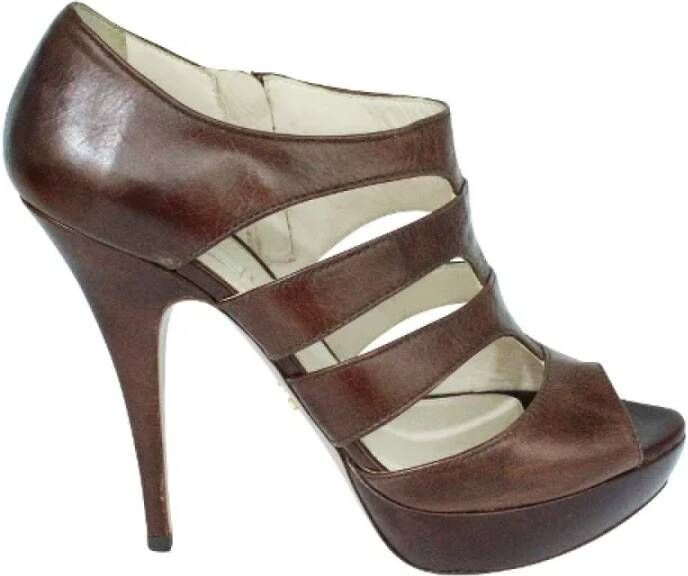 Prada Vintage Pre-owned Leather heels Bruin Dames