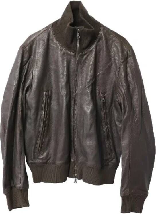 Prada Vintage Pre-owned Leather outerwear Bruin Heren
