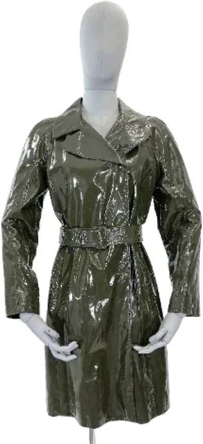 Prada Vintage Pre-owned Leather outerwear Groen Dames