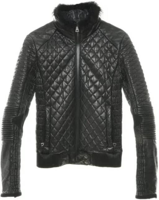 Prada Vintage Pre-owned Leather outerwear Zwart Dames