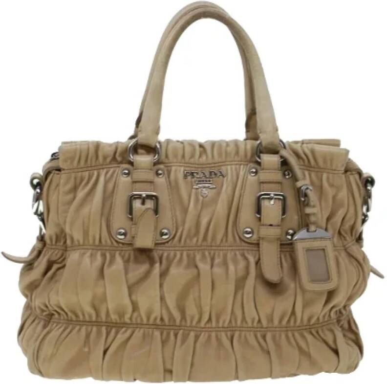 Prada Vintage Pre-owned Leather prada-bags Beige Dames