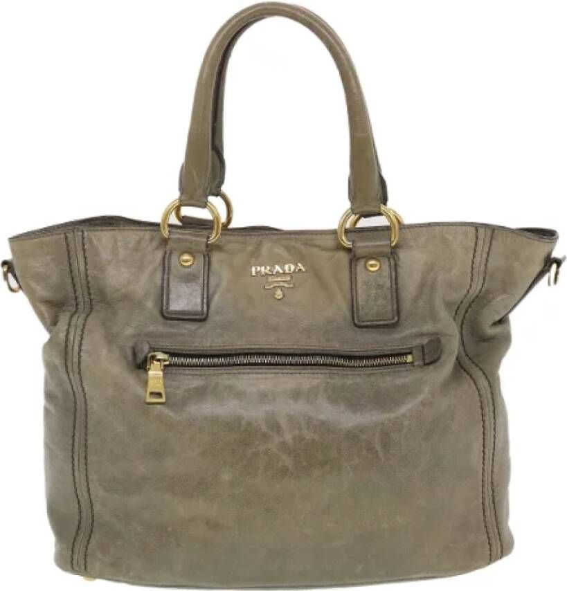Prada Vintage Pre-owned Leather prada-bags Grijs Dames