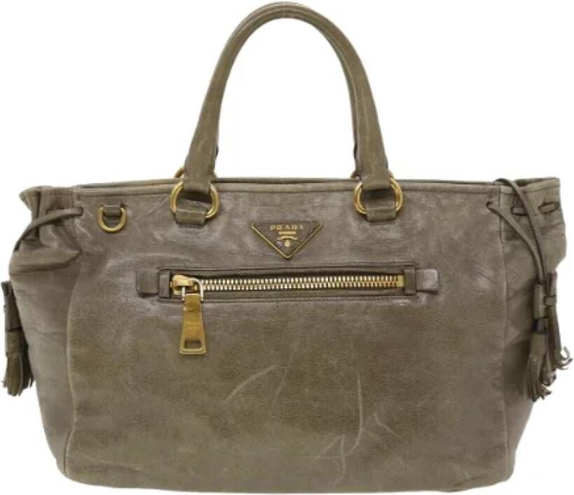 Prada Vintage Pre-owned Leather prada-bags Grijs Dames