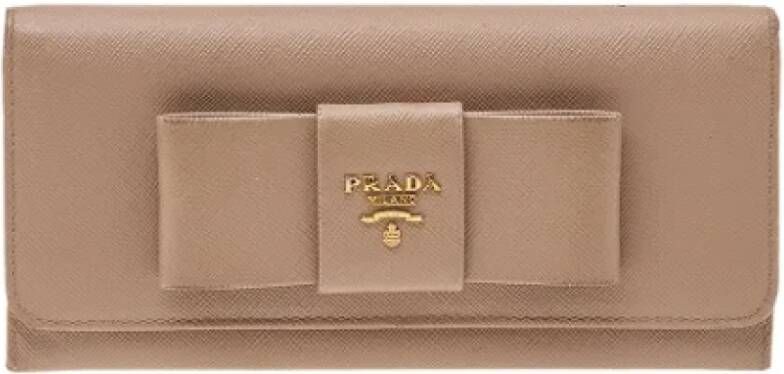 Prada Vintage Pre-owned Leather wallets Beige Dames