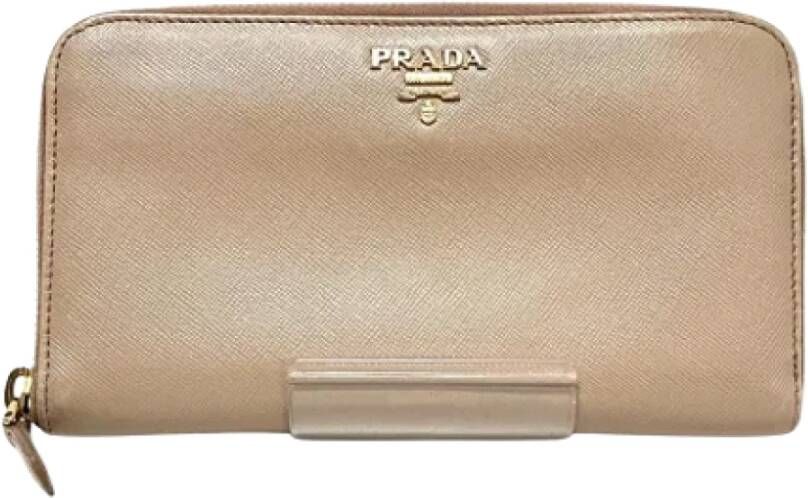 Prada Vintage Pre-owned Leather wallets Beige Dames