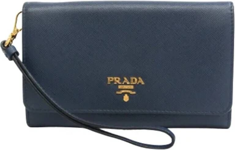 Prada Vintage Pre-owned Leather wallets Blauw Dames