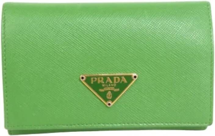 Prada Vintage Pre-owned Leather wallets Groen Dames