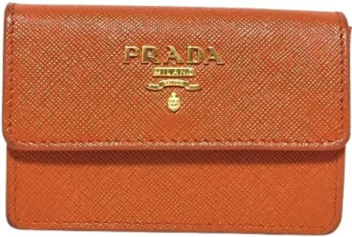 Prada Vintage Pre-owned Leather wallets Oranje Dames