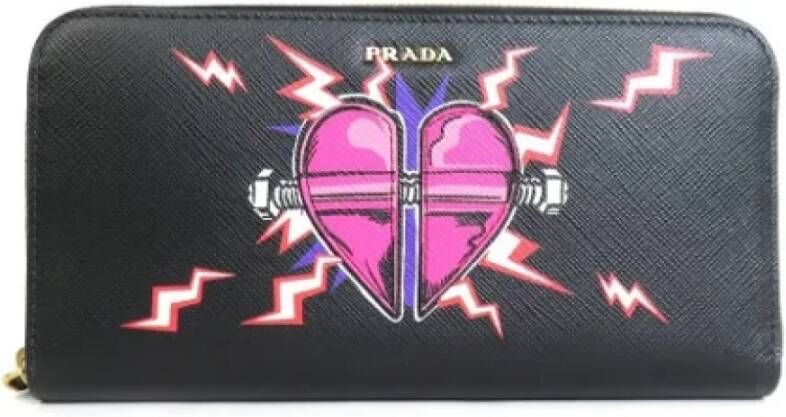 Prada Vintage Pre-owned Leather wallets Zwart Dames